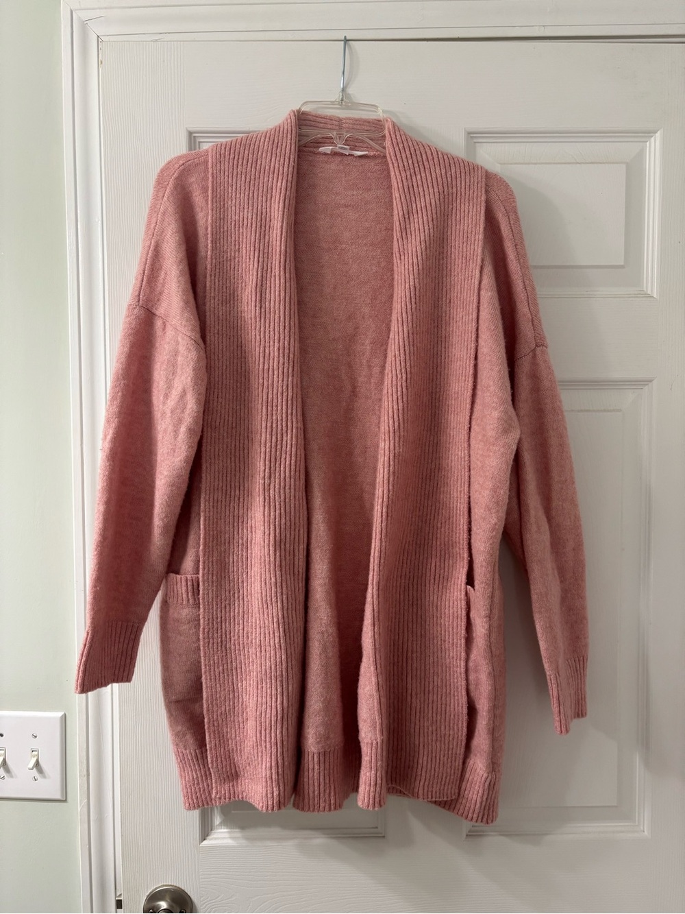 Time and Tru Blush Pink Open-Front Ribbed Cardigan